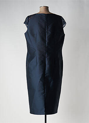 Robe mi-longue fermeture zippée au dos manches courtes bleu CARLA RUIZ femme