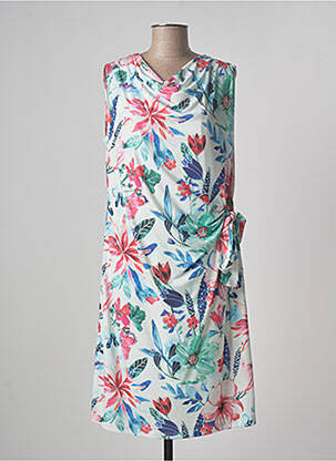 Robe mi-longue imprimé fleurs sans manche bleu HAJO femme