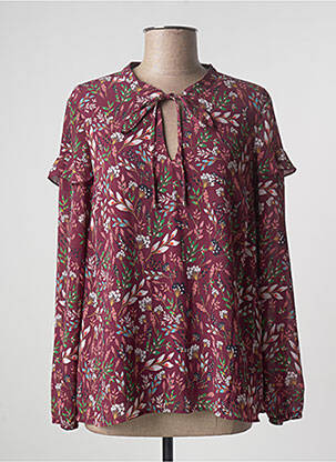 Blouse imprimé fleurs manches longues rouge JULIE GUERLANDE femme