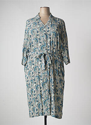 Robe mi-longue imprimé fleurs manches 3/4 bleu DIANE LAURY femme