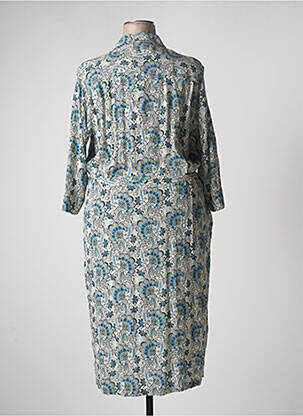 Robe mi-longue imprimé fleurs manches 3/4 bleu DIANE LAURY femme
