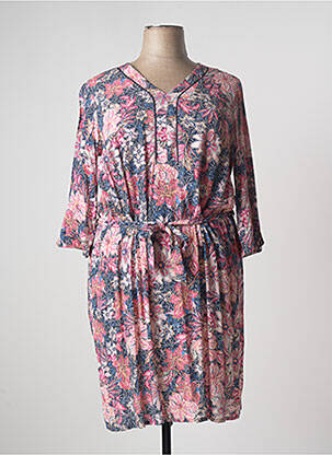 Robe mi-longue imprimé fleurs manches 3/4 rose DIANE LAURY femme