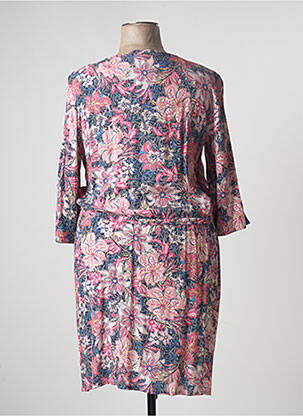 Robe mi-longue imprimé fleurs manches 3/4 rose DIANE LAURY femme
