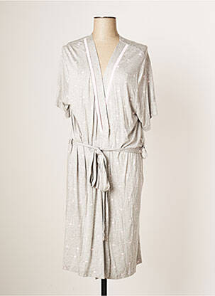 Robe de chambre col cache-coeur gris LOHE femme