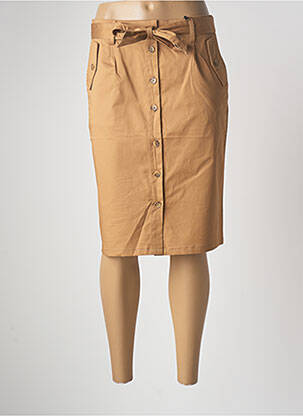 Jupe mi-longue taille à pinces beige JULIE GUERLANDE femme