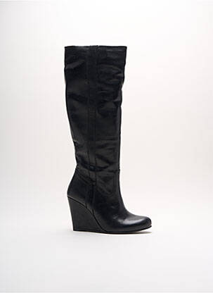 Bottes tissage satiné talon de 7 à 9cm noir PASTELLE femme