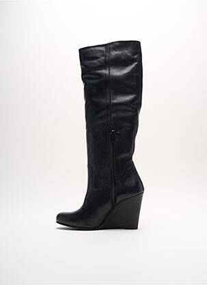 Bottes tissage satiné talon de 7 à 9cm noir PASTELLE femme