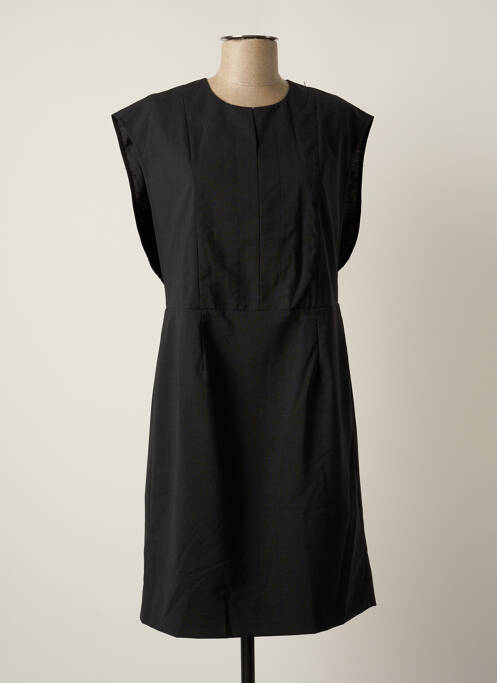 Robe mi-longue fermeture zippée au dos manches courtes noir NOA NOA femme