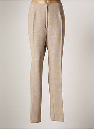 Pantalon droit fermeture zippée sous rabat boutonné taille normale beige GEVANA femme