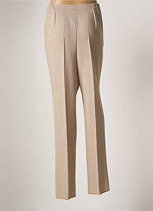 Pantalon droit fermeture zippée sous rabat boutonné taille normale beige GEVANA femme