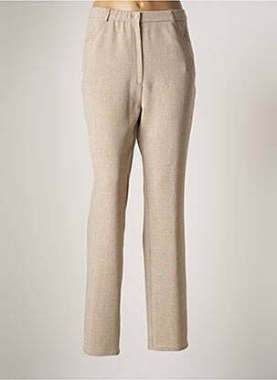Pantalon droit fermeture zippée sous rabat boutonné taille normale beige GEVANA femme