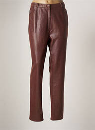 Pantalon droit fermeture zippée sous rabat boutonné taille normale marron GEVANA femme