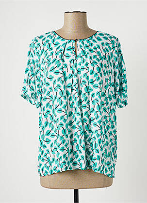 Blouse tissage popeline manches courtes vert GRIFFON femme