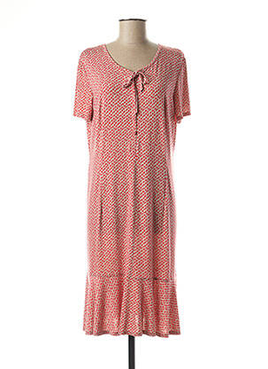 Robe mi-longue imprimé fantaisie manches courtes rouge GEVANA femme