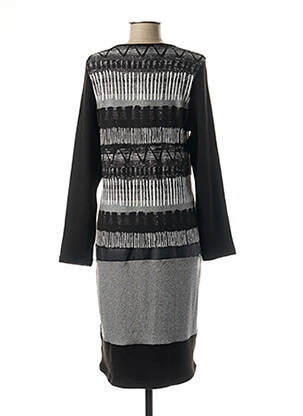 Robe mi-longue manches longues manches longues noir GRIFFON femme