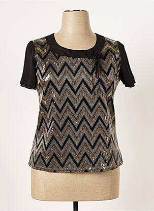 Top tissage crêpe manches courtes noir PARISIENNES femme
