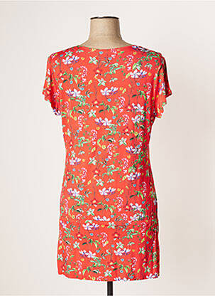 Robe mi-longue imprimé fleurs manches courtes rouge TESSY femme