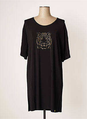 Robe mi-longue coupe fluide manches courtes noir FERAUD femme