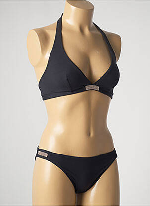 Maillot de bain 2 pièces fermeture clip haut triangles noir ROIDAL femme