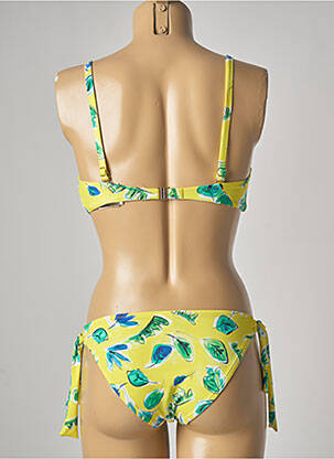 Maillot de bain 2 pièces stretch haut triangles jaune ROIDAL femme