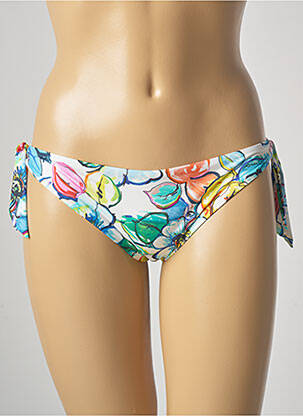 Bas de maillot de bain imprimé fleurs bikini blanc ROIDAL femme