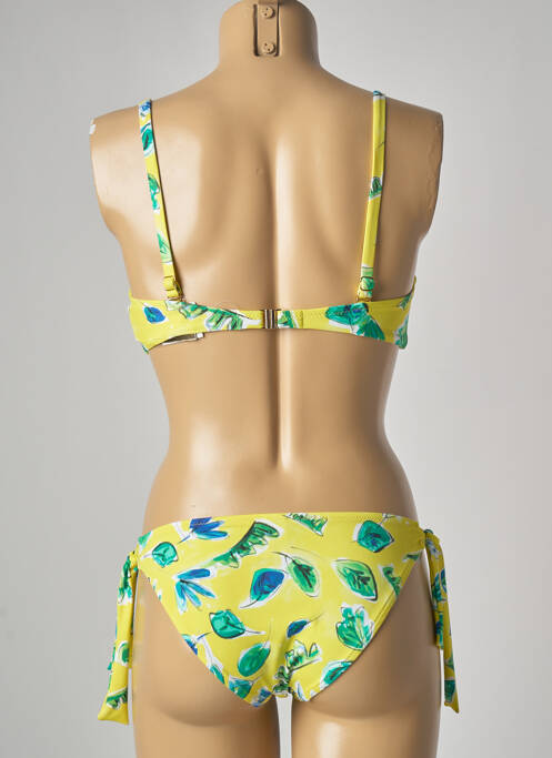 Maillot de bain 2 pièces stretch haut triangles jaune ROIDAL femme
