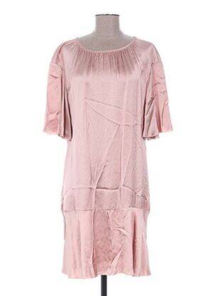 Robe mi-longue manches courtes manches courtes rose PAULE KA femme