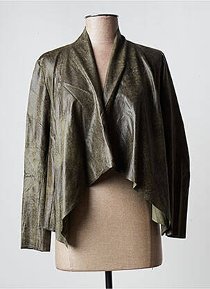 Veste casual tissage suedine vert LA FEE MARABOUTEE femme