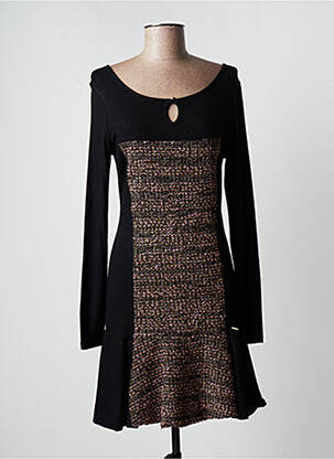 Robe mi-longue manches longues manches longues noir FLY GIRL femme