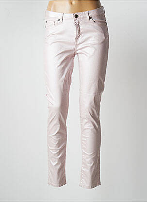 Pantalon slim tissage enduit taille normale rose MENSI COLLEZIONE femme
