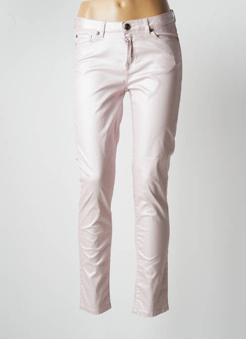 Pantalon slim tissage enduit taille normale rose MENSI COLLEZIONE femme