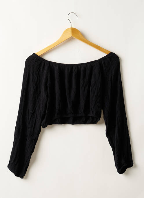 Top stretch manches longues noir BOOHOO femme