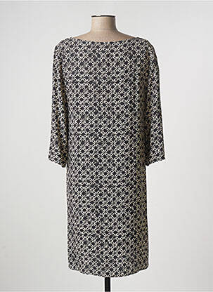 Robe mi-longue imprimé fleurs manches longues noir ELEONORA AMADEI femme