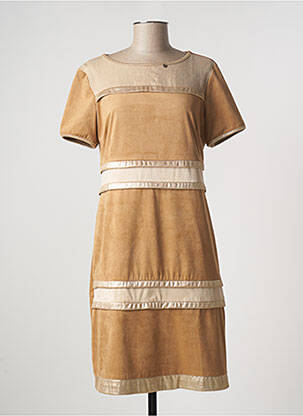 Robe mi-longue manches courtes manches courtes beige RINASCIMENTO femme