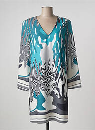 Robe mi-longue imprimé fantaisie manches longues bleu EDAS femme