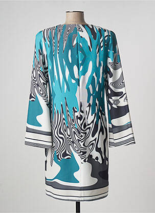 Robe mi-longue imprimé fantaisie manches longues bleu EDAS femme