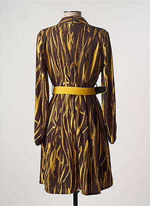 Robe mi-longue imprimé fantaisie manches longues marron EDAS femme