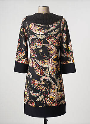 Robe mi-longue manches 3/4 manches 3/4 noir ELEONORA AMADEI femme