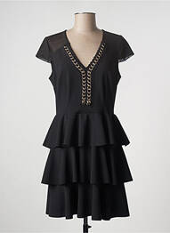 Robe courte fermeture zippée au dos manches courtes noir RINASCIMENTO femme