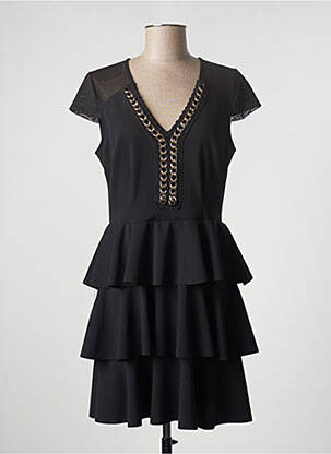 Robe courte fermeture zippée au dos manches courtes noir RINASCIMENTO femme