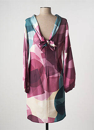 Robe mi-longue coupe fluide manches longues violet EDAS femme