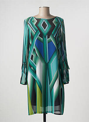 Robe mi-longue coupe fluide manches 3/4 vert ELEONORA AMADEI femme