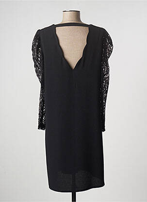 Robe mi-longue tissage crêpe manches longues noir CHARMING GIRL femme