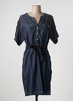 Robe mi-longue manches courtes manches courtes bleu EVA KAYAN femme