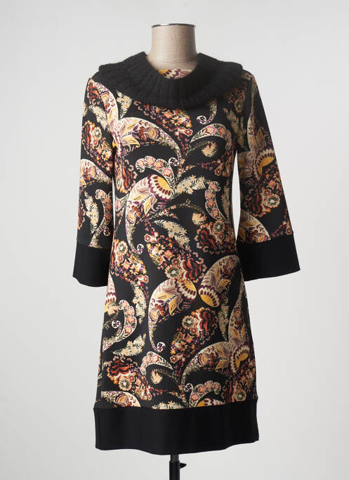 Robe mi-longue manches 3/4 manches 3/4 noir ELEONORA AMADEI femme