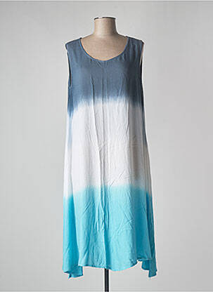 Robe mi-longue coupe fluide sans manche bleu TERRE ROUGE femme