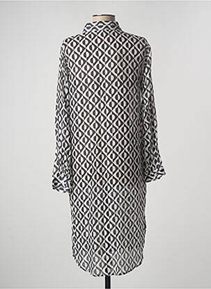 Robe mi-longue coupe fluide manches longues noir TERRE ROUGE femme