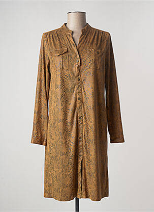 Robe mi-longue manches longues manches longues marron CIMINY femme