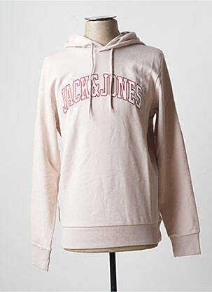 Sweat-shirt à capuche finition bords-côtes manches longues rose JACK & JONES homme