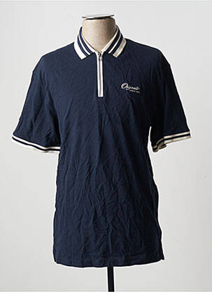 Polo broderie motifs brodés manches courtes bleu JACK & JONES homme